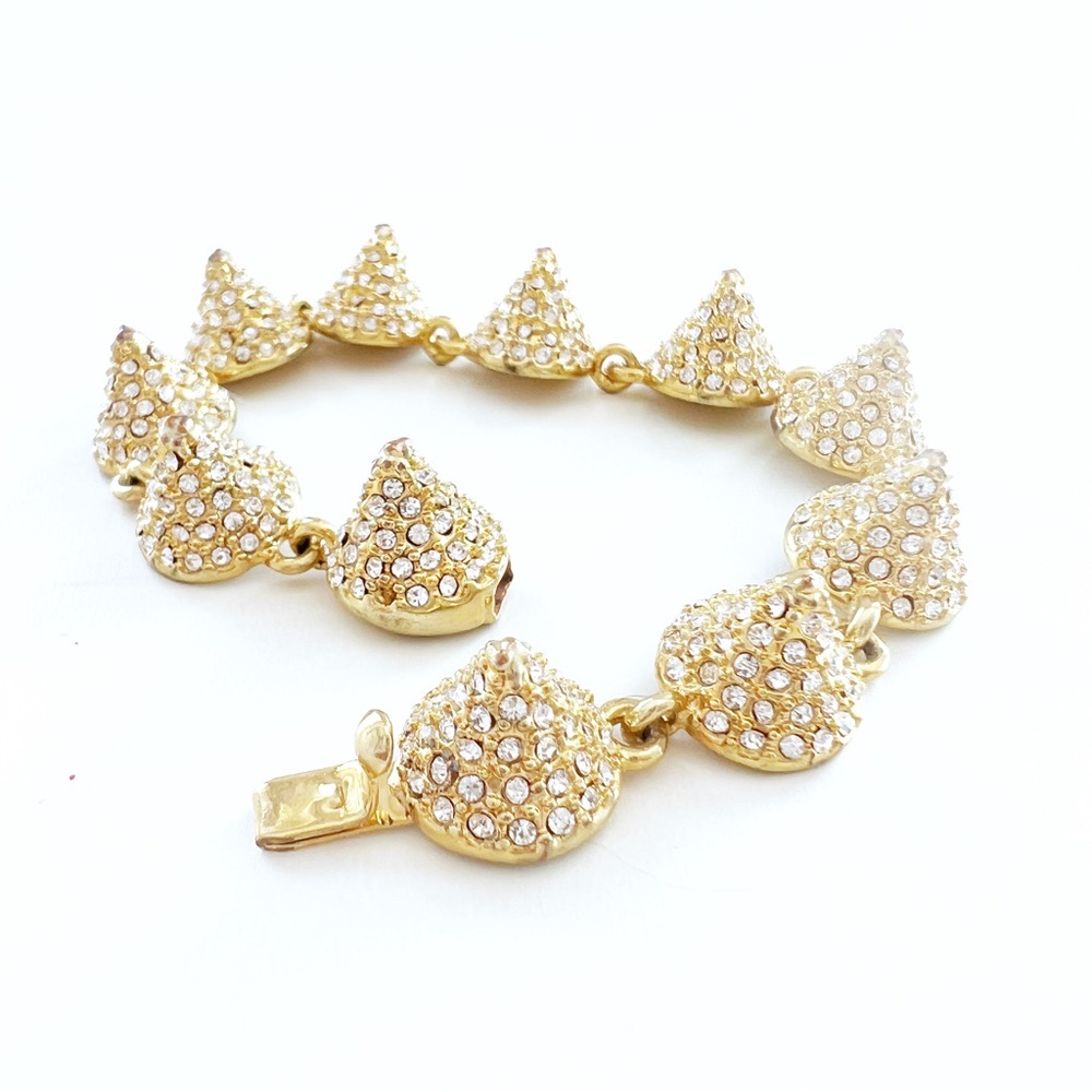 CC Skye Bracelet, Spike Bracelet, Pavé Studded Conical Spikes, Gold Cones